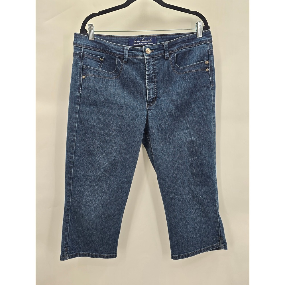 Gloria Vanderbilt Blue Capri Cropped Resort Cottage Perfect Fit Jeans Plus 14